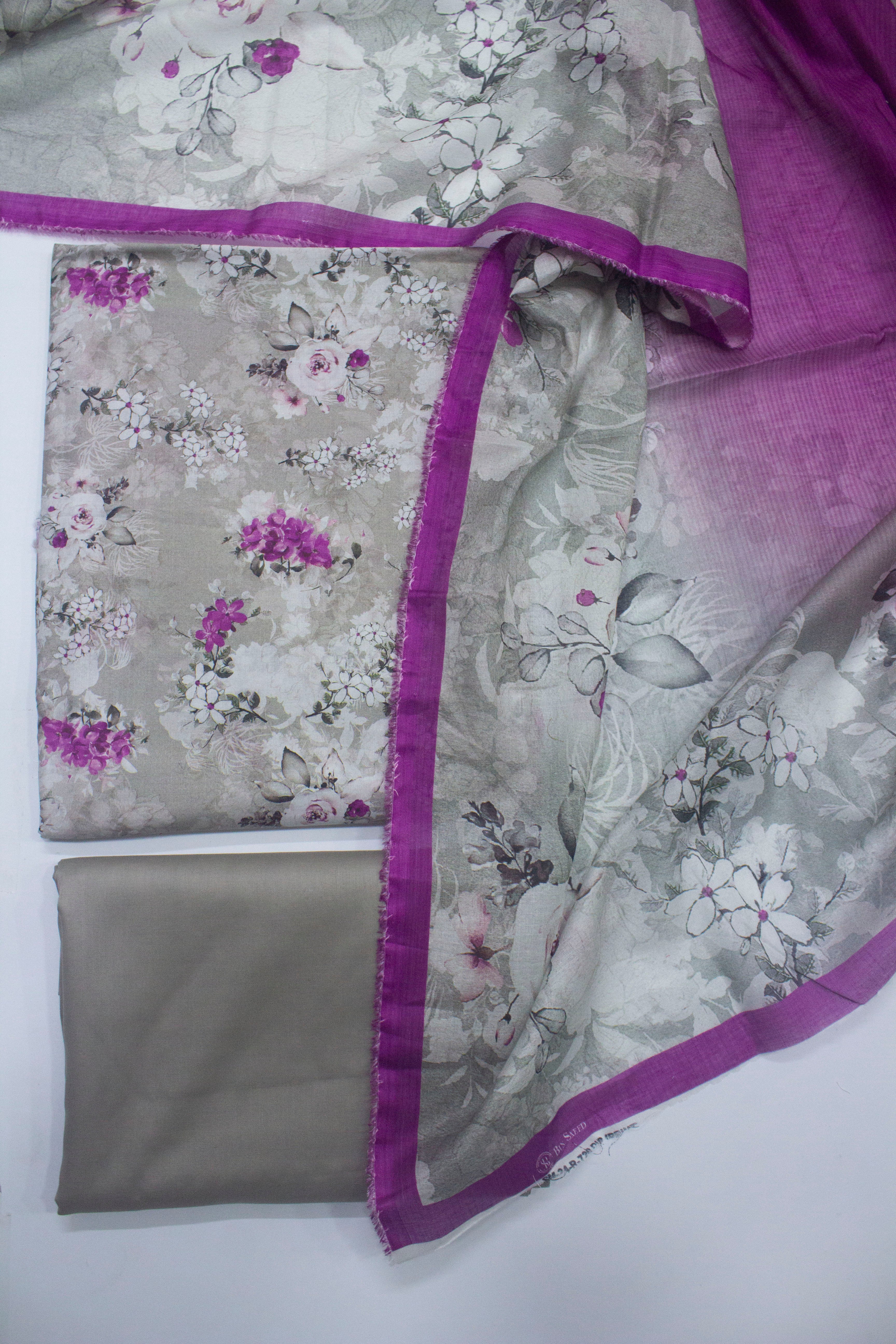 Bin Saeed Fabric - D-720-3 Cotton Digital Printed UnStitched Suit