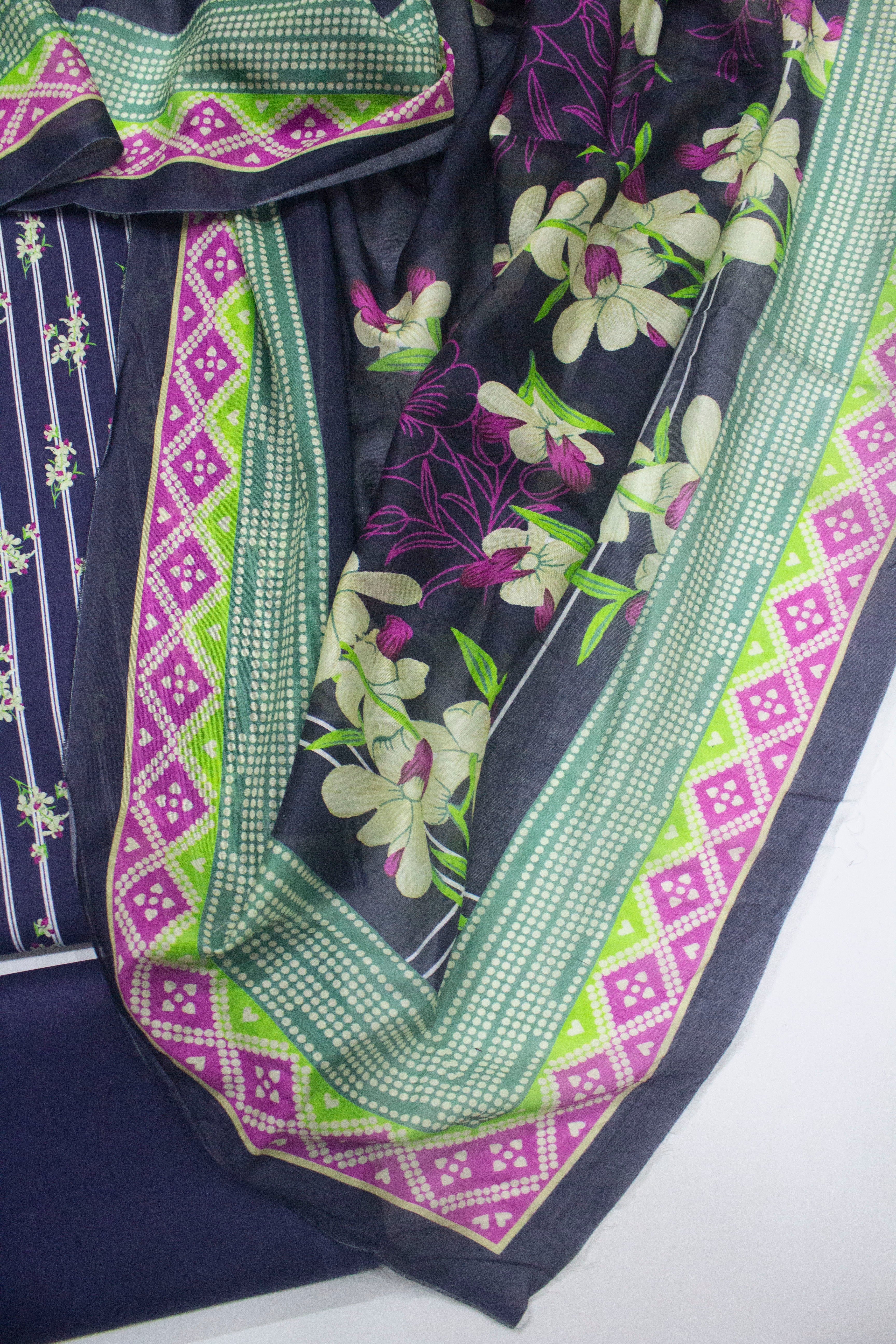 Bin Saeed Fabric - D-723-3 Piece Lawn Digital Printed Unstitched Suit