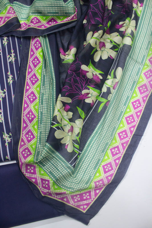 D-723-3 Piece Lawn Digital Printed Unstitched Suit