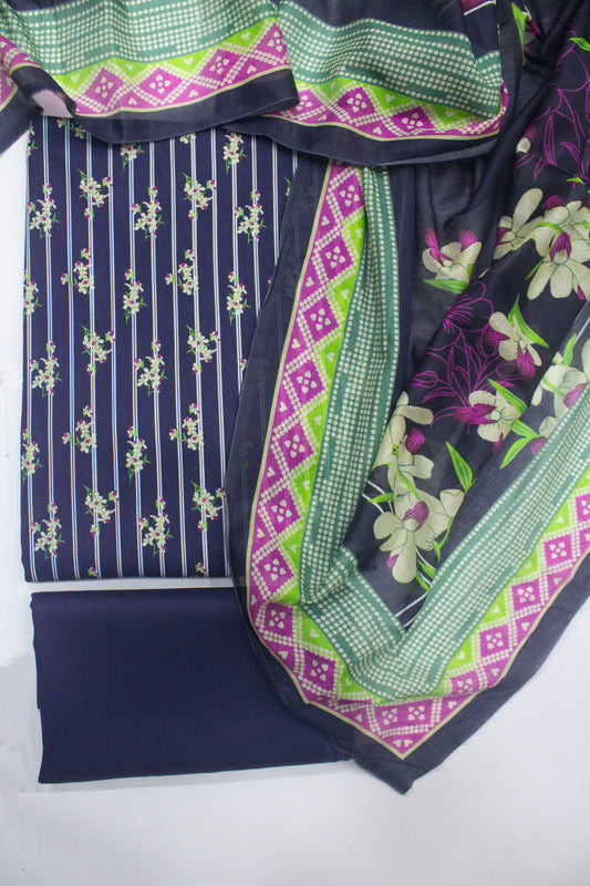 D-723-3 Piece Lawn Digital Printed Unstitched Suit
