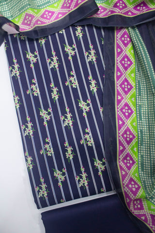 D-723-3 Piece Lawn Digital Printed Unstitched Suit