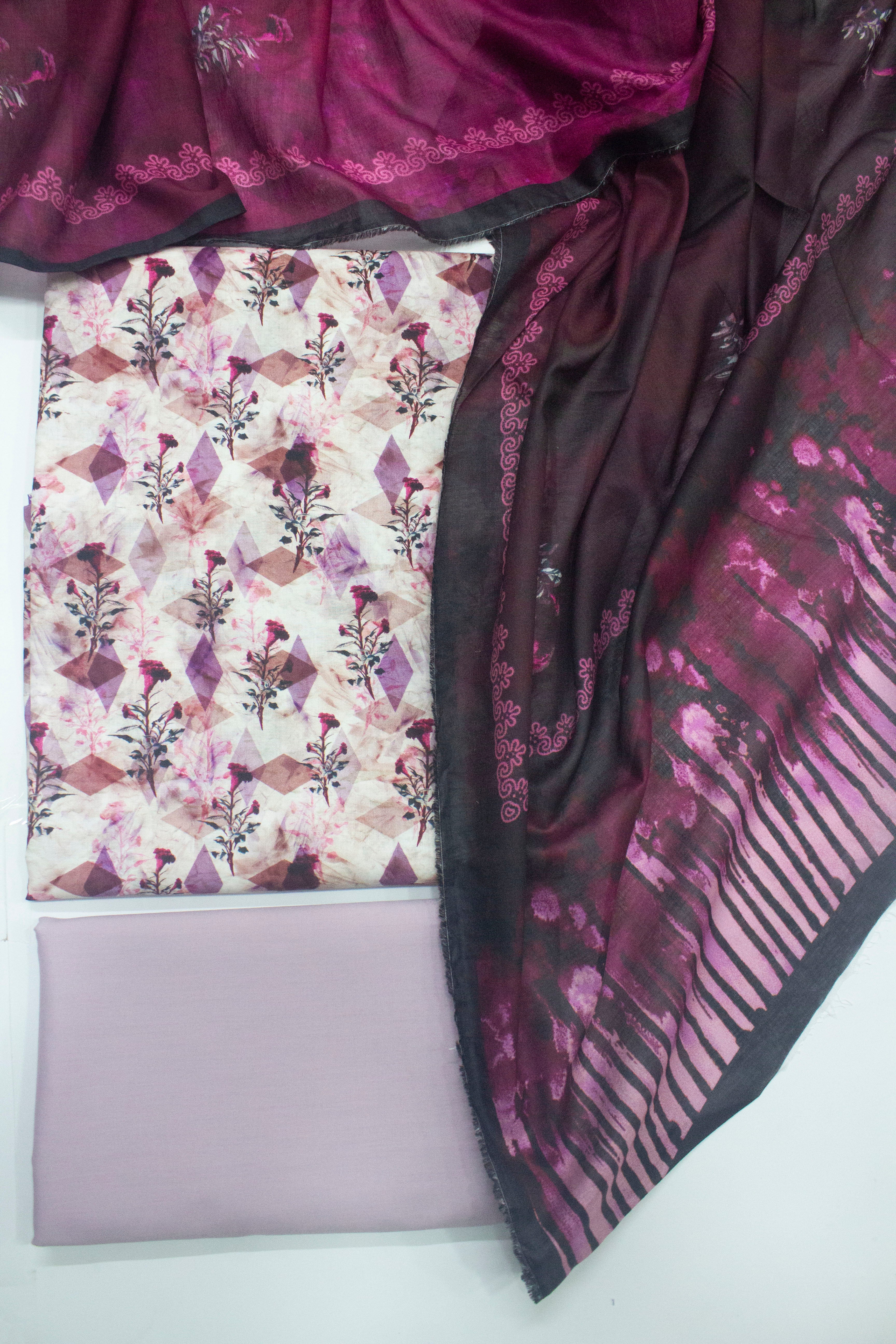 Bin Saeed Fabric - D-726-3 Cotton Digital Printed UnStitched Suit