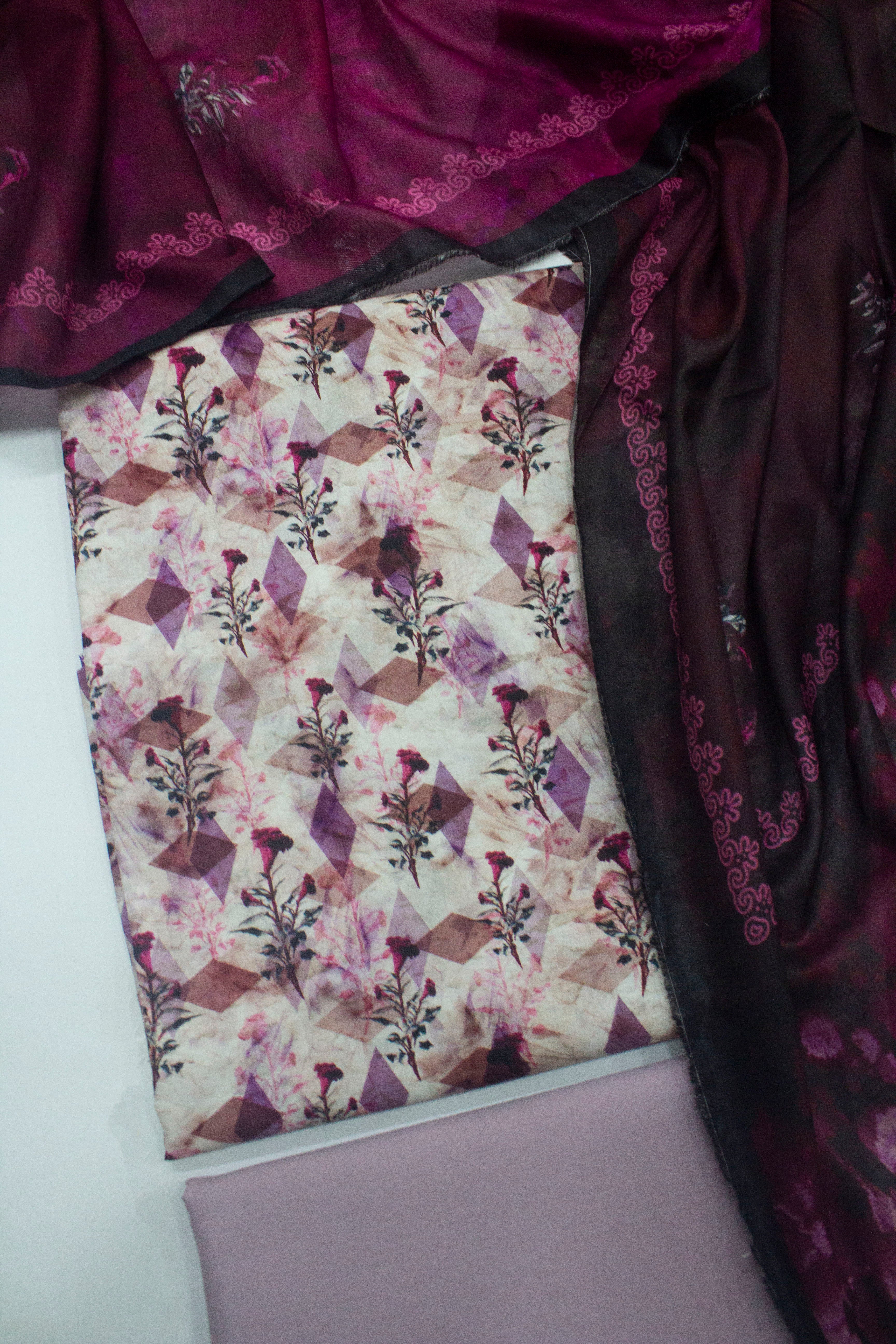 Bin Saeed Fabric - D-726-3 Cotton Digital Printed UnStitched Suit