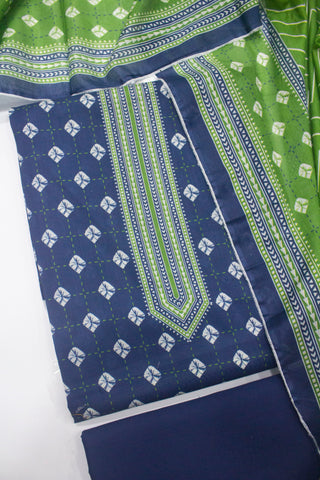 Bin Saeed Fabric - D-734-3 Piece Lawn Digital Printed Unstitched Suit