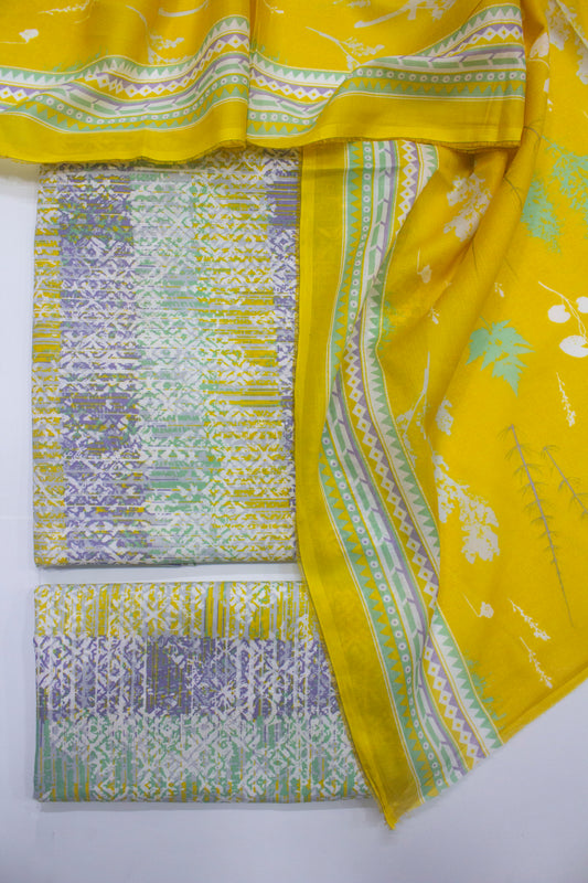 D-8010-3 Piece Lawn Digital Printed Unstitched Suit