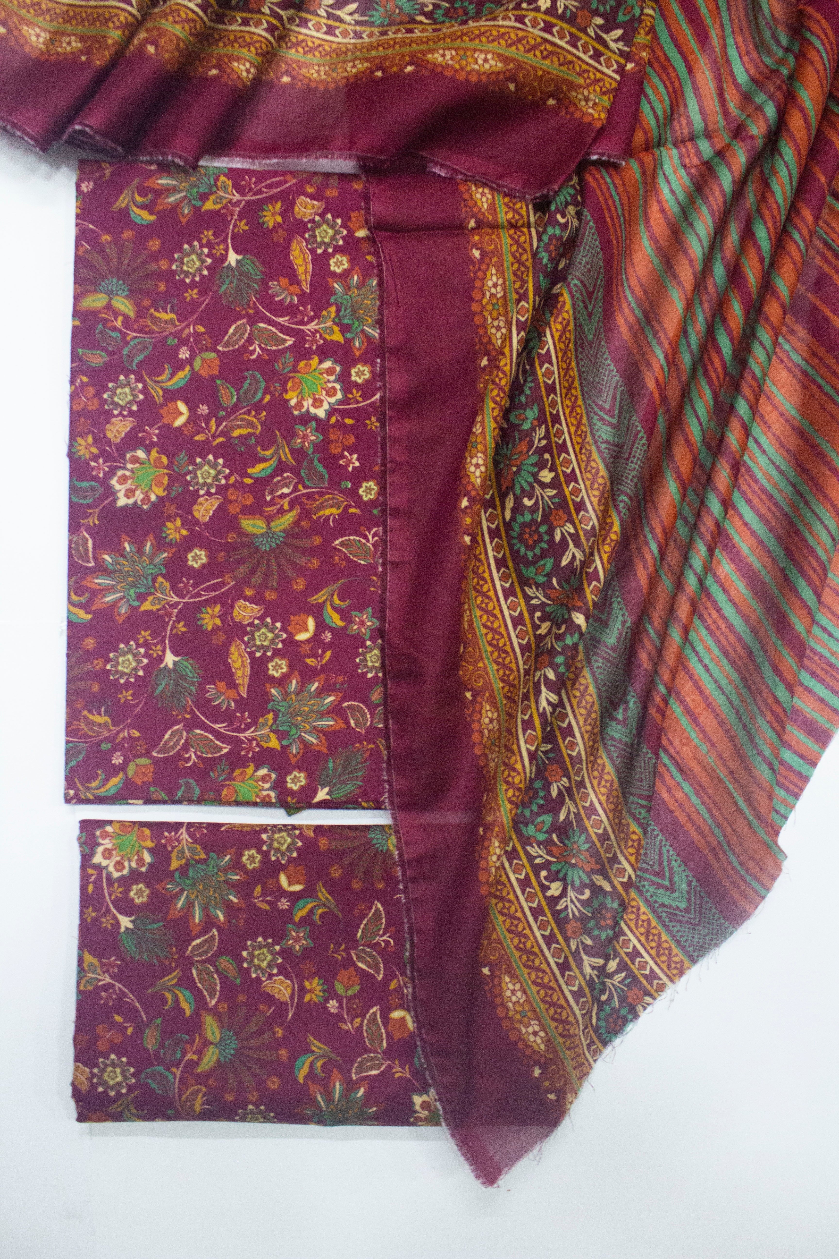 Bin Saeed Fabric - D-8014-3 Cotton Digital Printed UnStitched Suit