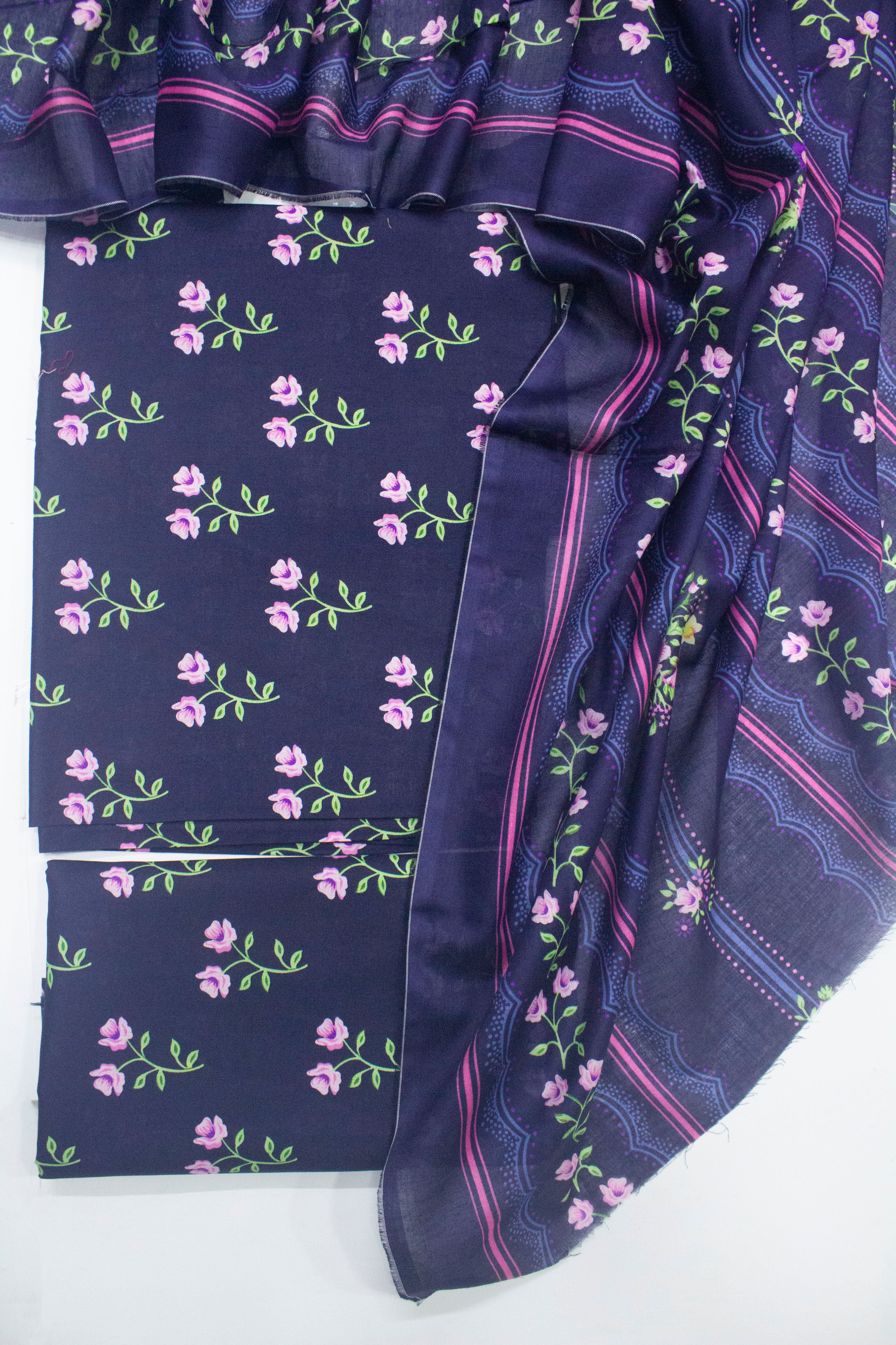 Bin Saeed Fabric - D-8015-3 Cotton Digital Printed UnStitched Suit