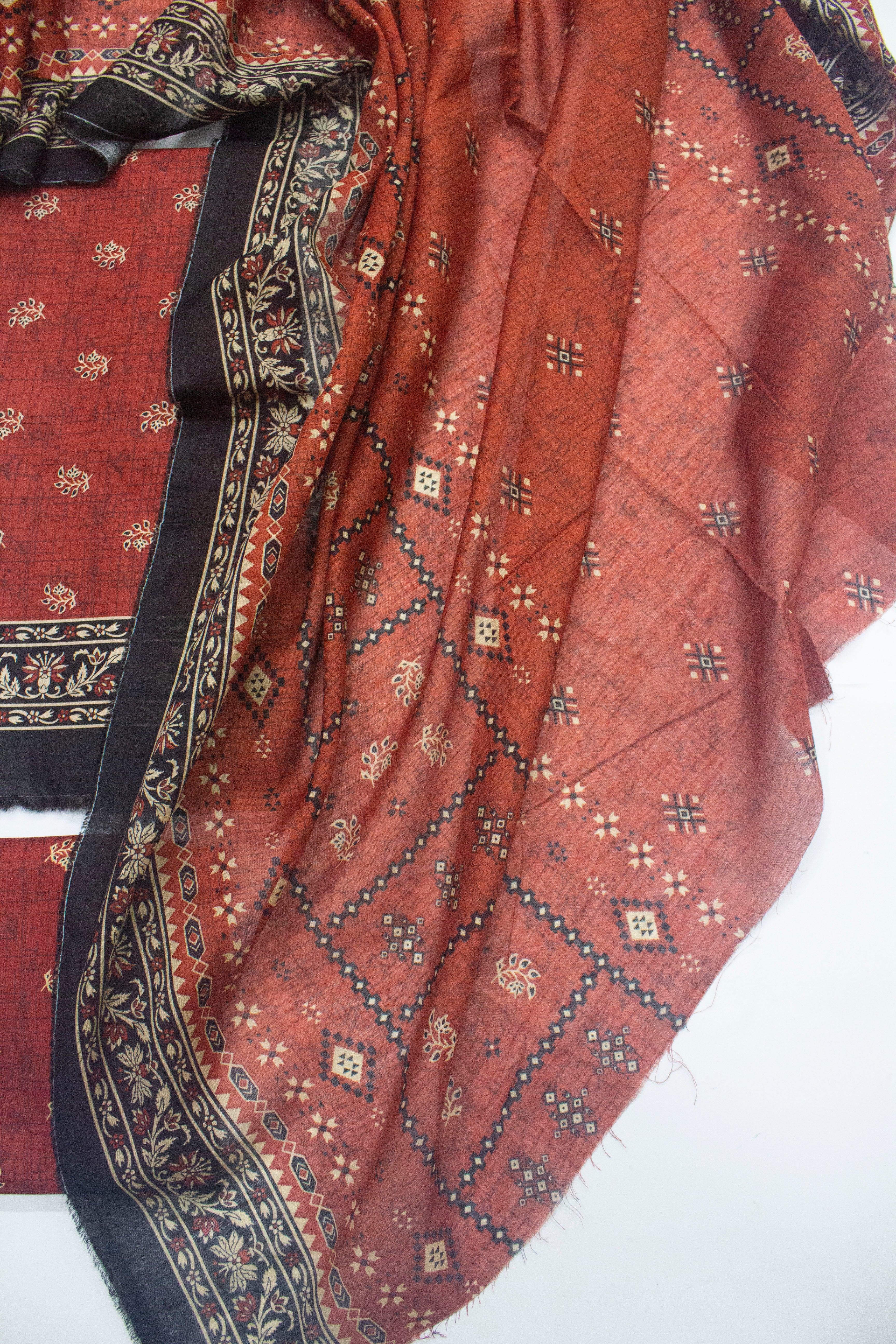 Bin Saeed Fabric - D-8016-3 Cotton Digital Printed UnStitched Suit