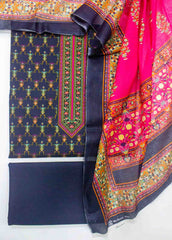 D-091-3 Piece Cotton Digital Printed UnStitched Suit