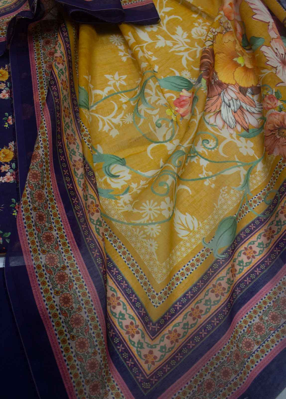 Bin Saeed Fabric - DP-0026- 3 Piece Lawn Printed UnStitched Suit