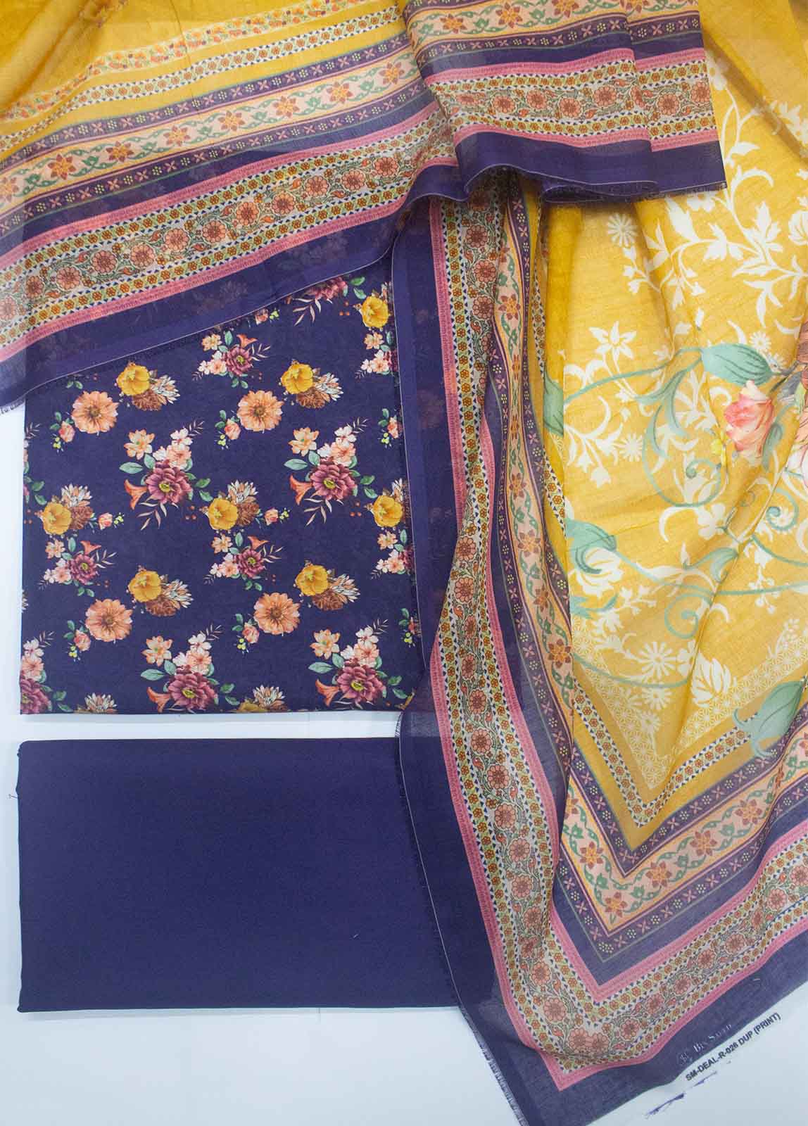 Bin Saeed Fabric - DP-0026- 3 Piece Lawn Printed UnStitched Suit