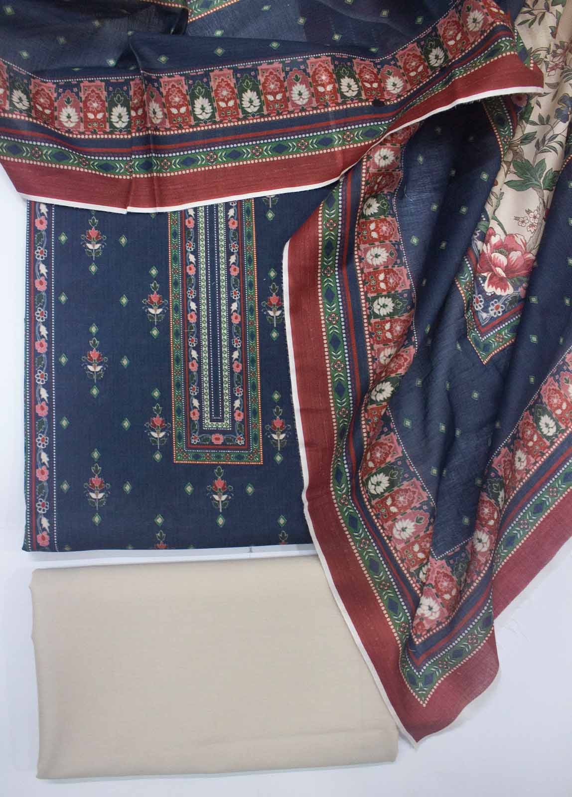 Bin Saeed Fabric - DP-007- 3 Piece Lawn Printed UnStitched Suit