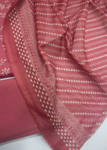 3 Piece Digital Printed Punch Pink Color Unstitched Suit