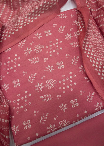 3 Piece Digital Printed Punch Pink Color Unstitched Suit