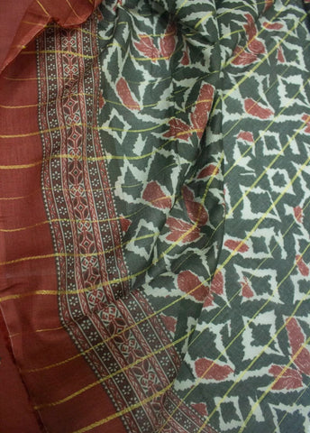 3 Piece Digital Printed Rust Color Unstitched Suit