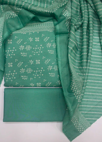 3 Piece Digital Printed Turquoise Color Unstitched Suit