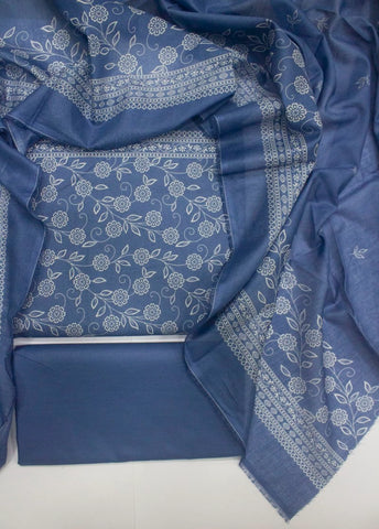 3 Piece Digital Printed Blue Color Unstitched Suit
