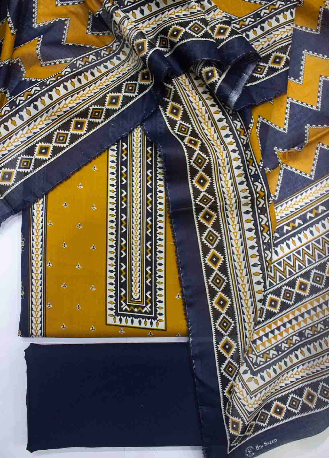 Bin Saeed Fabric - DP-0124- 3 Piece Lawn Printed UnStitched Suit