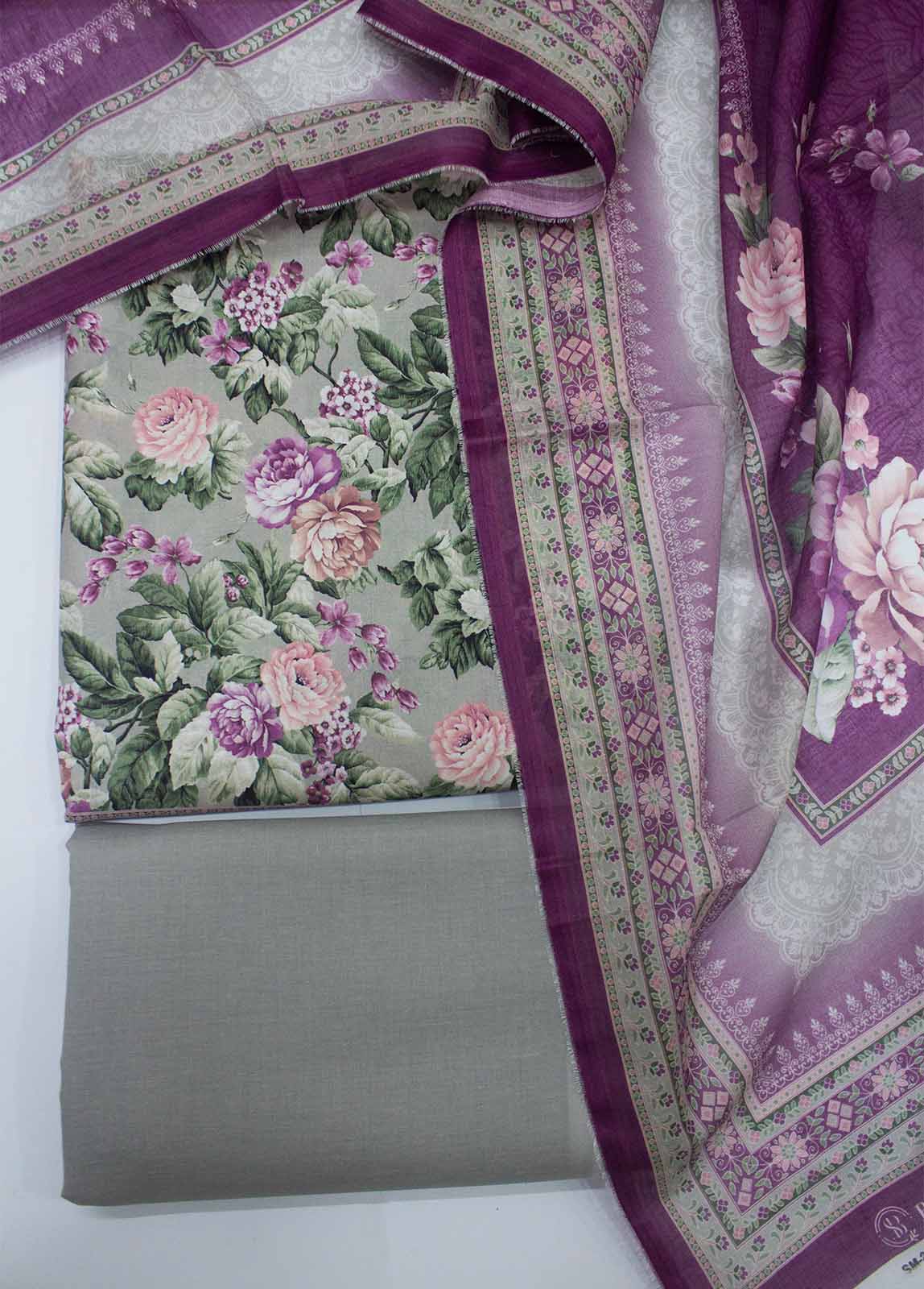 Bin Saeed Fabric - DP-0151- 3 Piece Lawn Printed UnStitched Suit