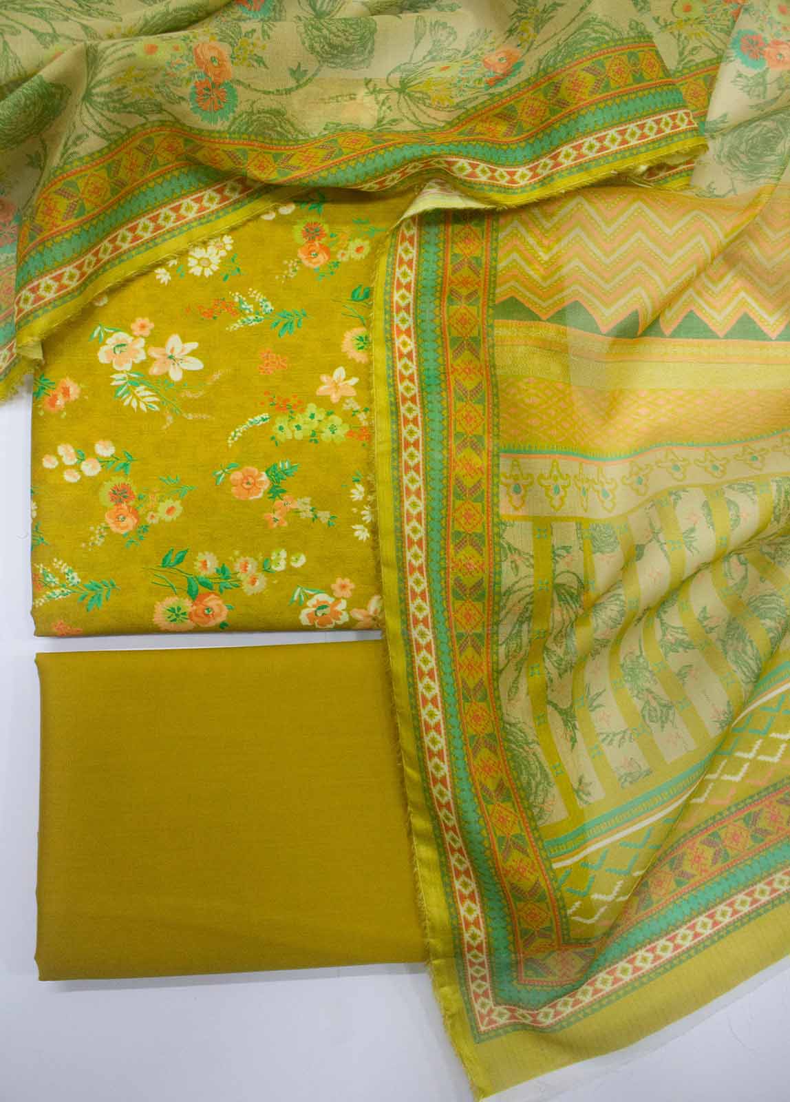 Bin Saeed Fabric - DP-0156- 3 Piece Lawn Printed UnStitched Suit