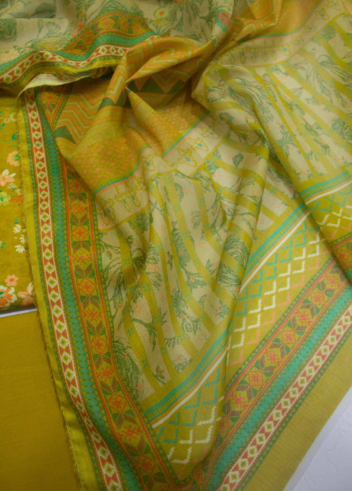 Bin Saeed Fabric - DP-0156- 3 Piece Lawn Printed UnStitched Suit