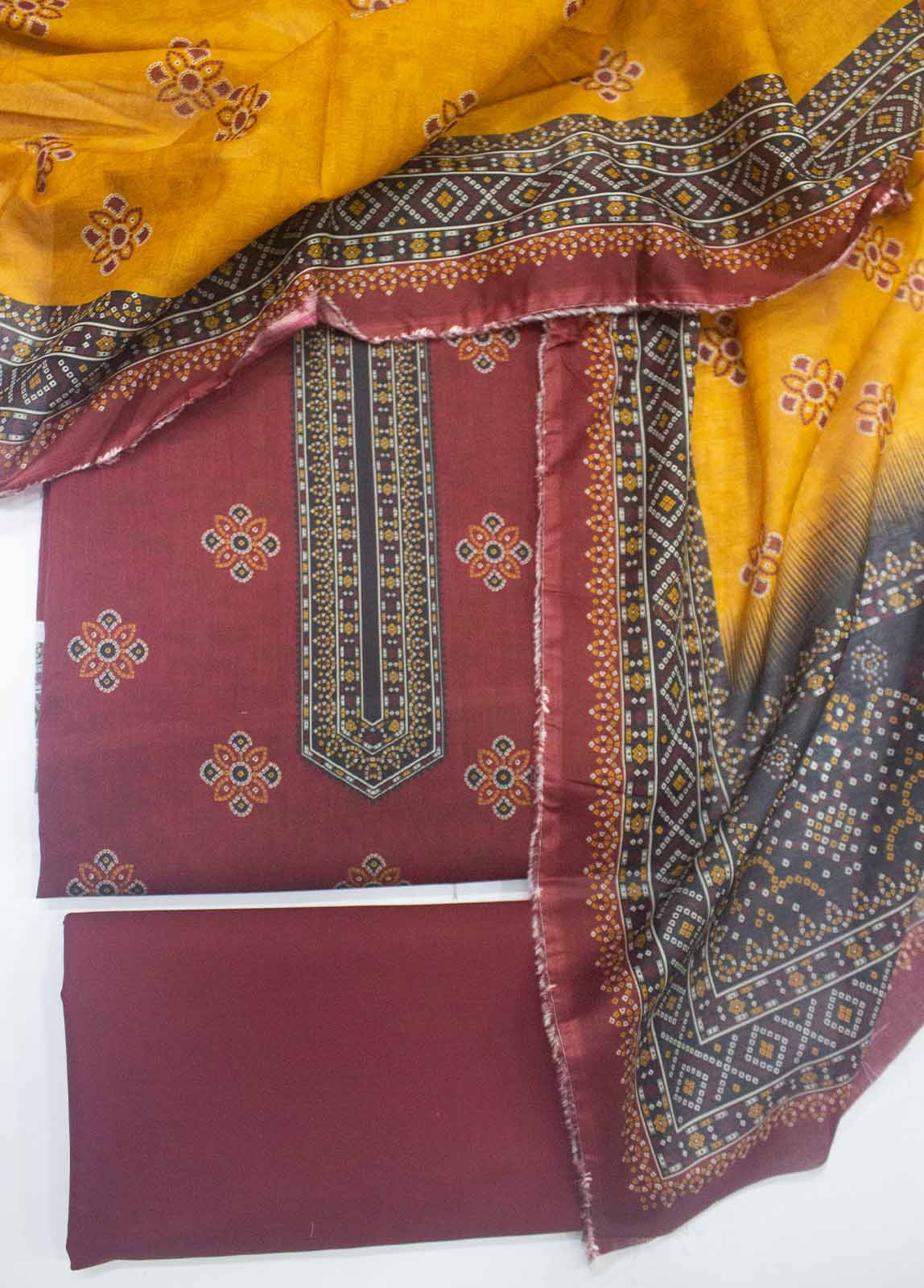 Bin Saeed Fabric - DP-0162- 3 Piece Lawn Printed UnStitched Suit