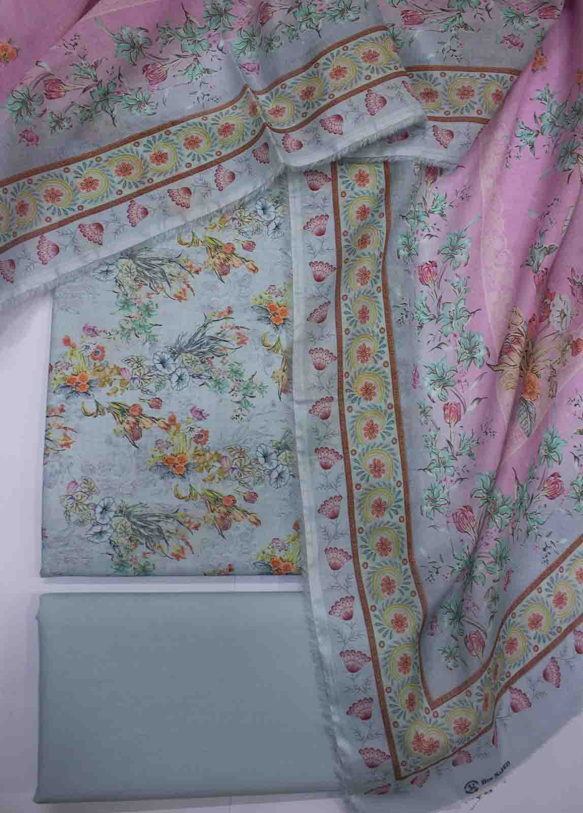 Bin Saeed Fabric - DP-0163- 3 Piece Lawn Printed UnStitched Suit