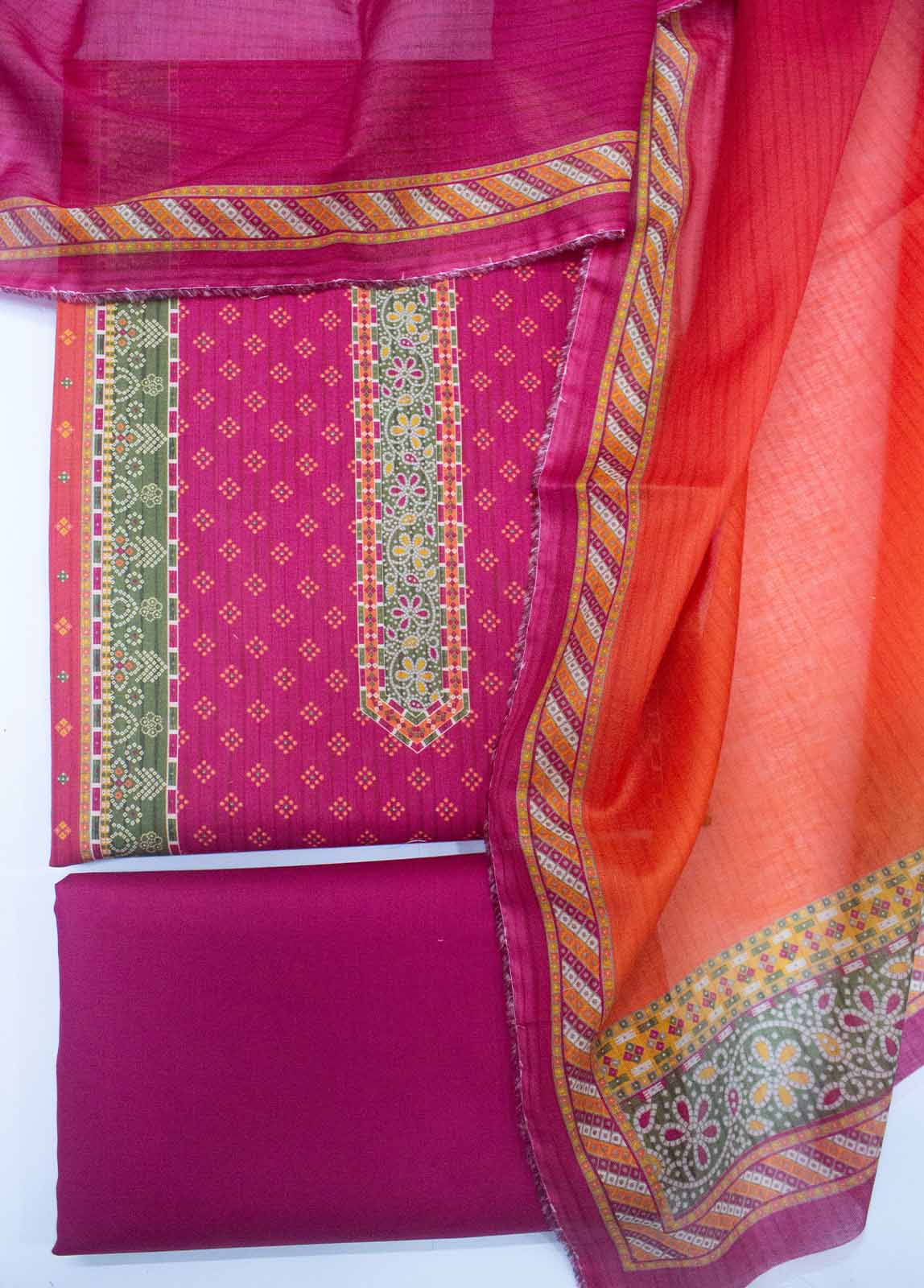 Bin Saeed Fabric - DP-0164- 3 Piece Lawn Printed UnStitched Suit