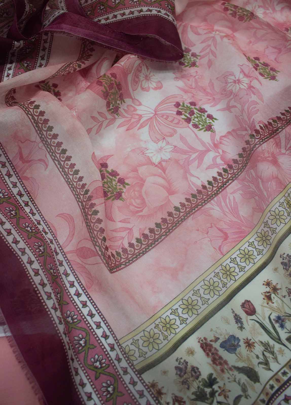 Bin Saeed Fabric - DP-0202 A- 3 Piece Lawn Printed UnStitched Suit