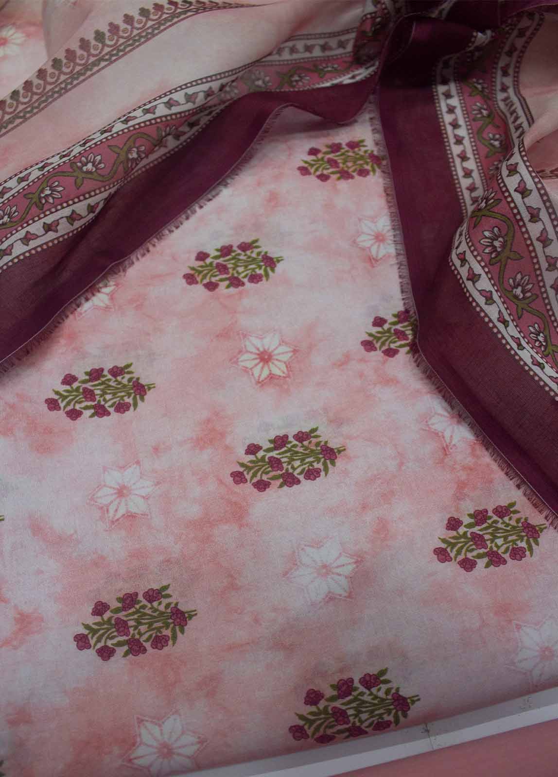 Bin Saeed Fabric - DP-0202 A- 3 Piece Lawn Printed UnStitched Suit