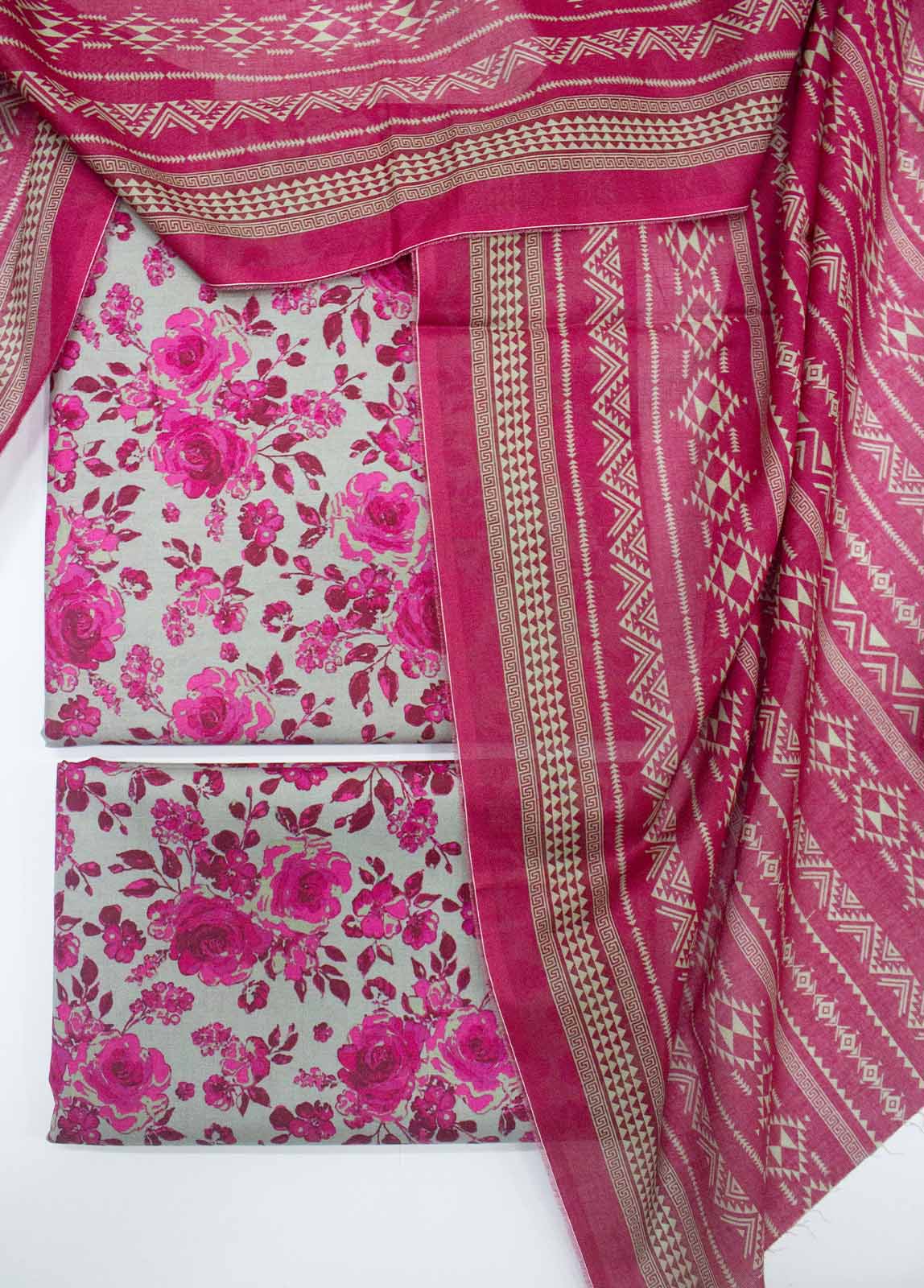 Bin Saeed Fabric - DP-0203 A- 3 Piece Lawn Printed UnStitched Suit