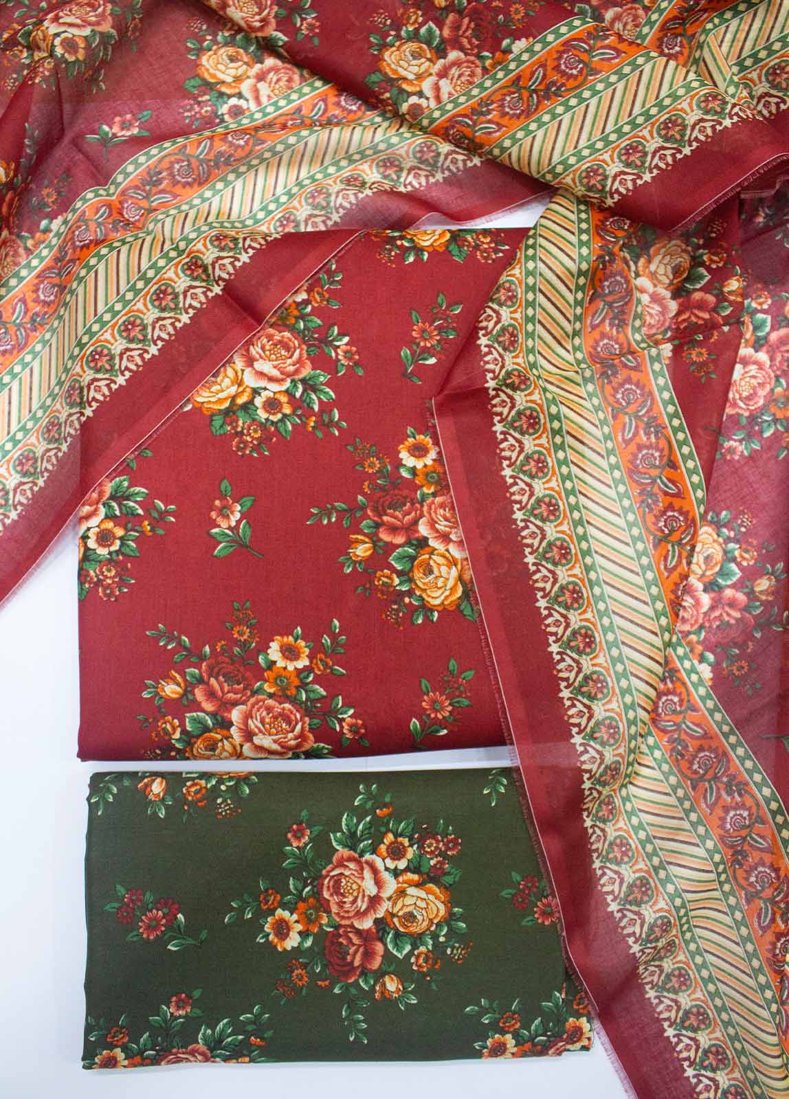 Bin Saeed Fabric - DP-0205- 3 Piece Lawn Printed UnStitched Suit