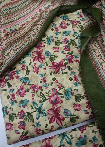 Bin Saeed Fabric - DP-0206- 3 Piece Lawn Printed UnStitched Suit