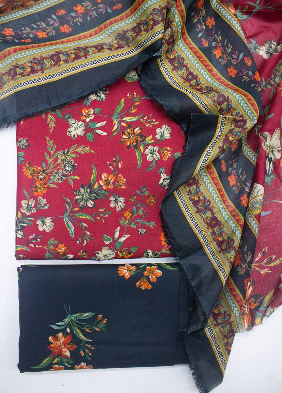 Bin Saeed Fabric - DP-0207- 3 Piece Lawn Printed UnStitched Suit