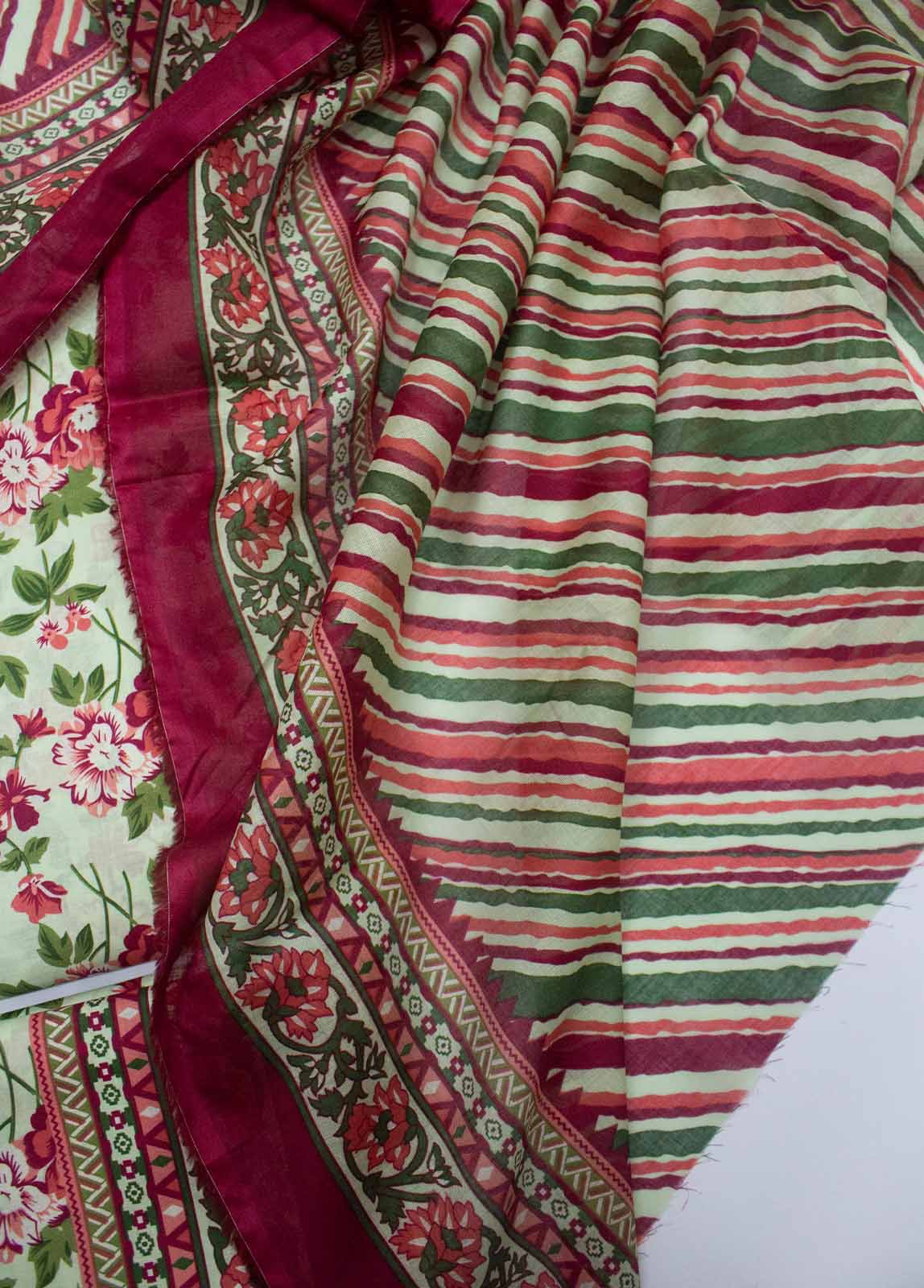 Bin Saeed Fabric - DP-0214- 3 Piece Lawn Printed UnStitched Suit