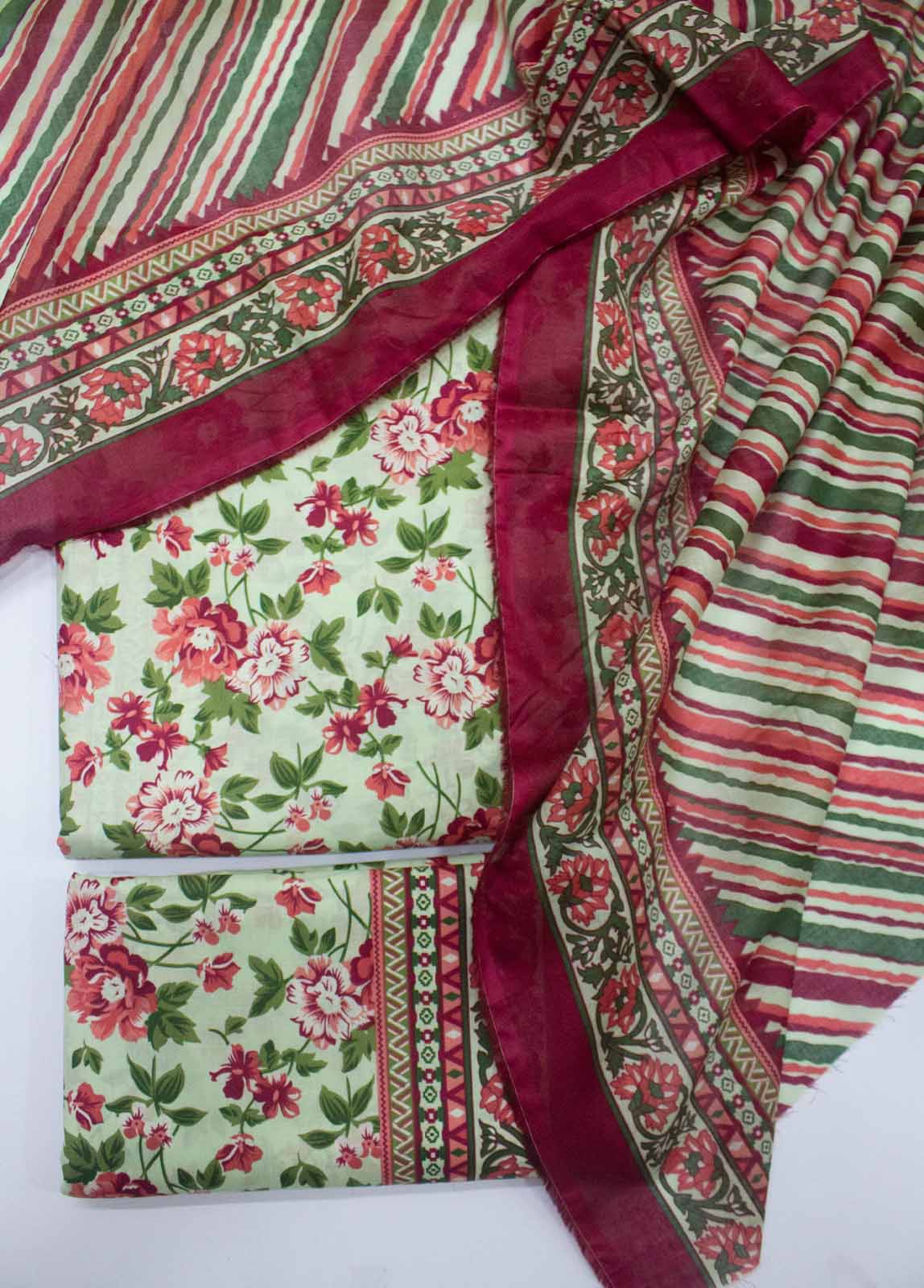 Bin Saeed Fabric - DP-0214- 3 Piece Lawn Printed UnStitched Suit