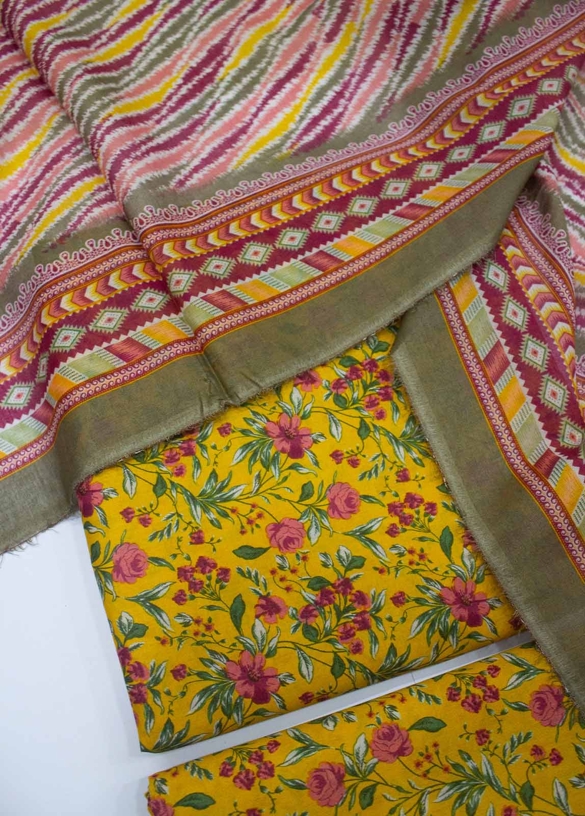 Bin Saeed Fabric - DP-0215- 3 Piece Lawn Printed UnStitched Suit