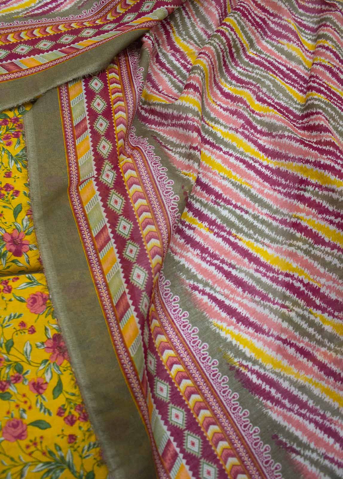 Bin Saeed Fabric - DP-0215- 3 Piece Lawn Printed UnStitched Suit