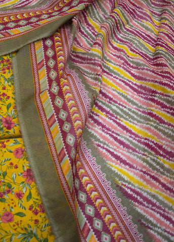 Bin Saeed Fabric - DP-0215- 3 Piece Lawn Printed UnStitched Suit