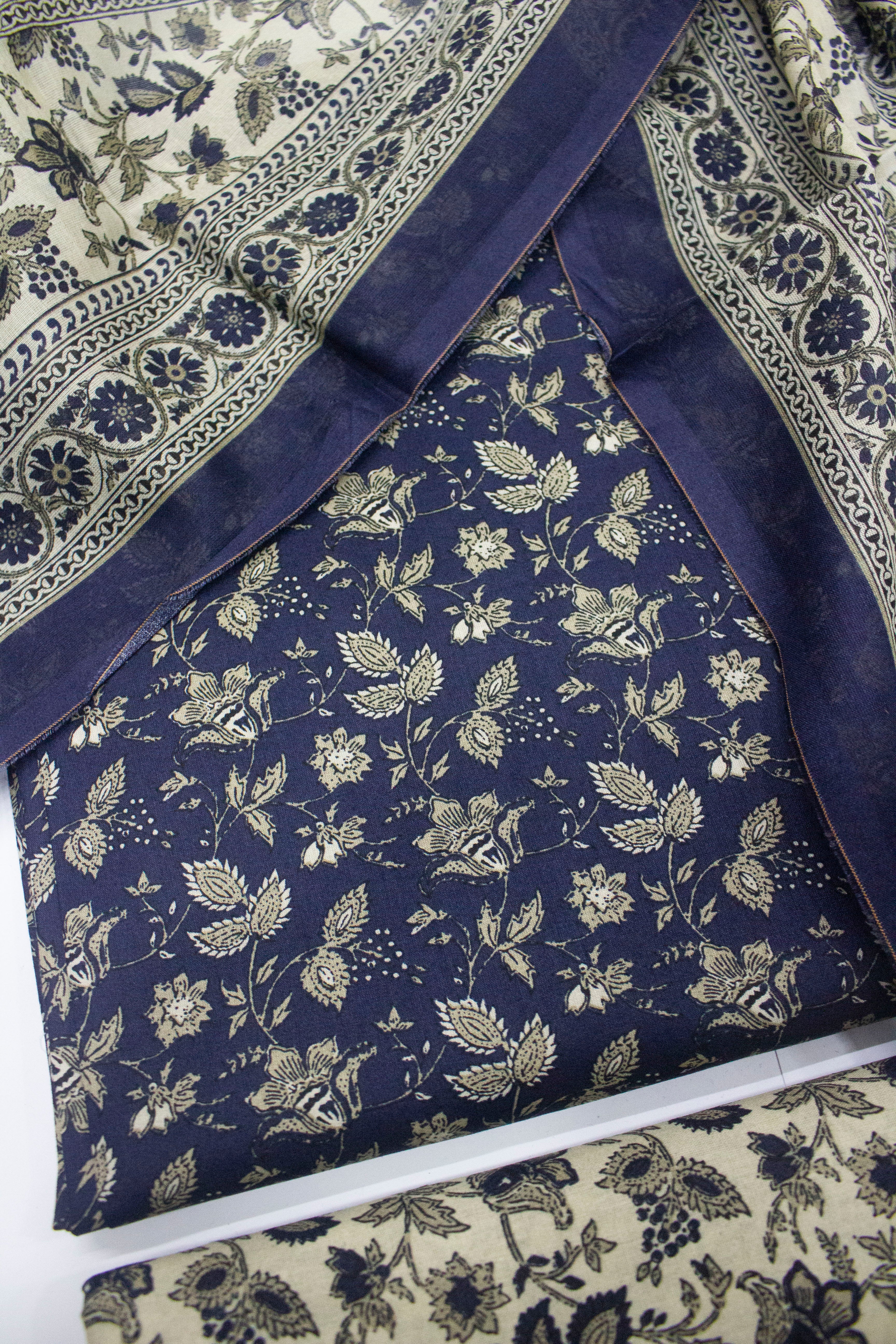 Bin Saeed Fabric - DP-0220 A- 3 Piece Lawn Printed UnStitched Suit