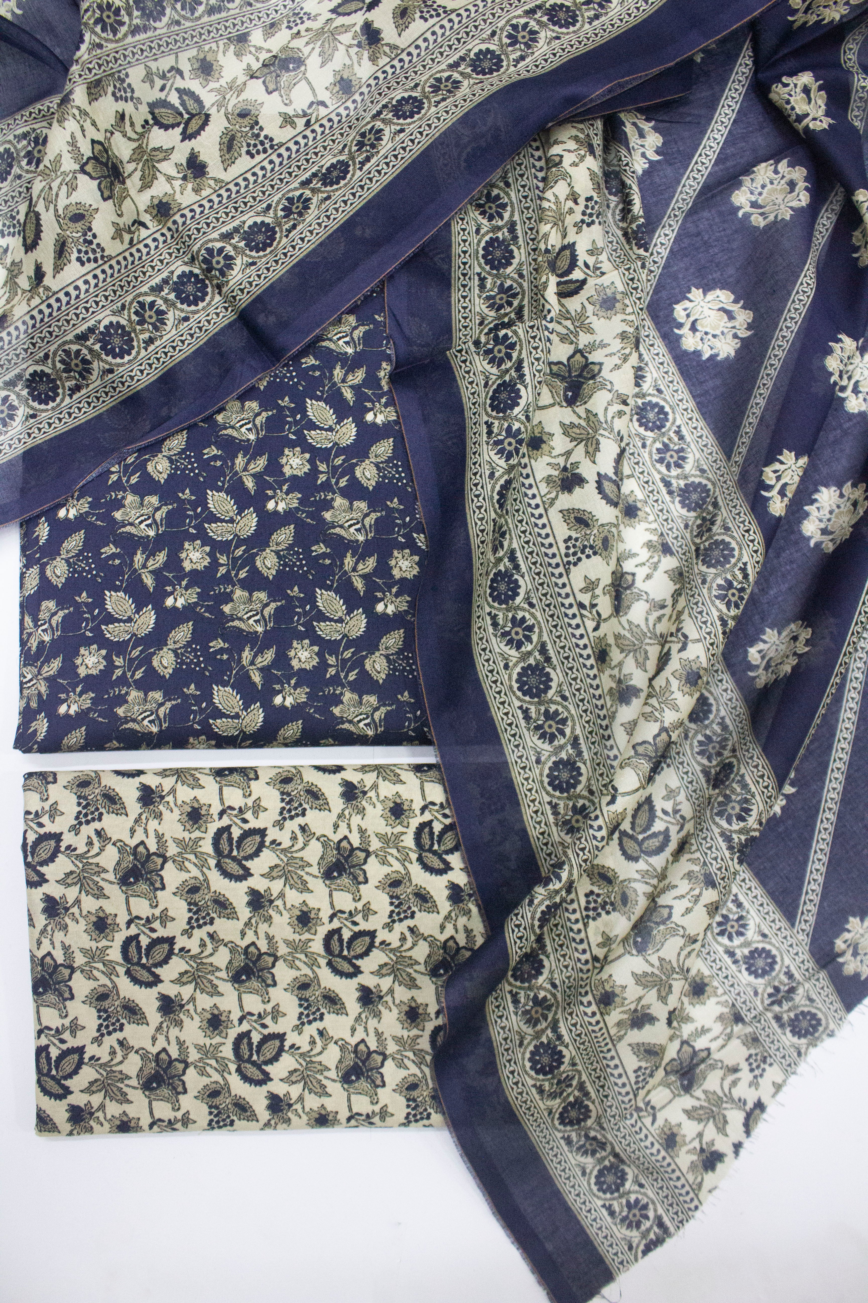 Bin Saeed Fabric - DP-0220 A- 3 Piece Lawn Printed UnStitched Suit