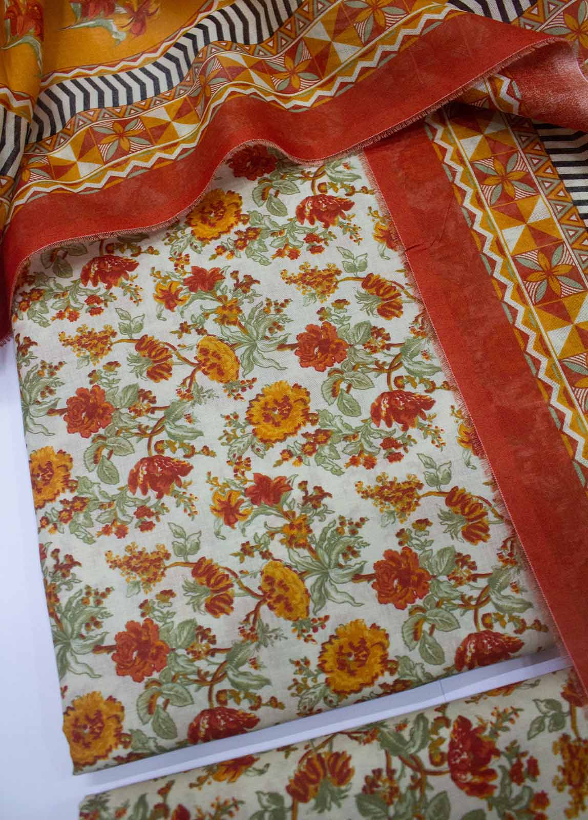 Bin Saeed Fabric - DP-0225- 3 Piece Lawn Printed UnStitched Suit