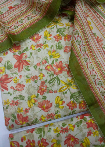 Bin Saeed Fabric - DP-0233- 3 Piece Lawn Printed UnStitched Suit