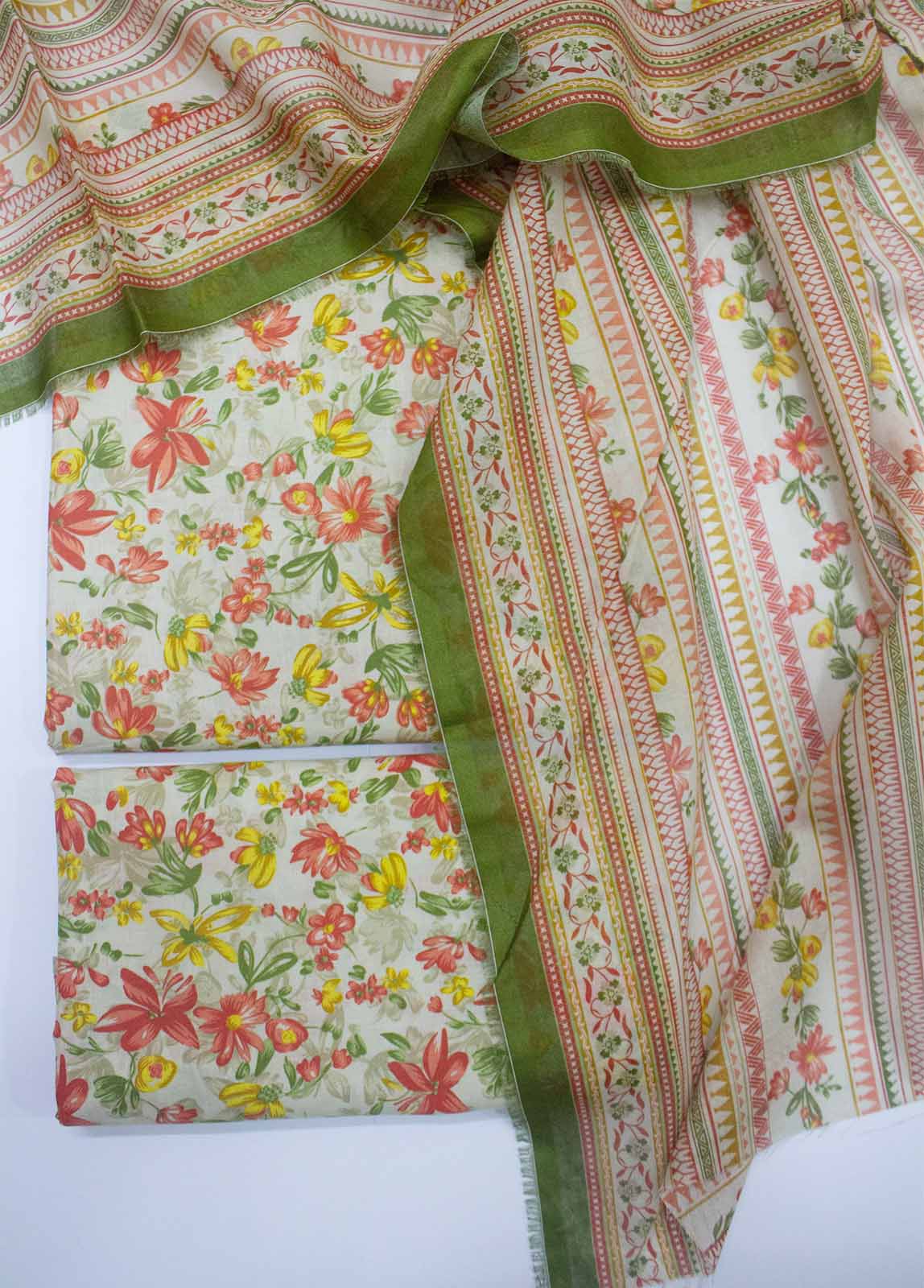 Bin Saeed Fabric - DP-0233- 3 Piece Lawn Printed UnStitched Suit