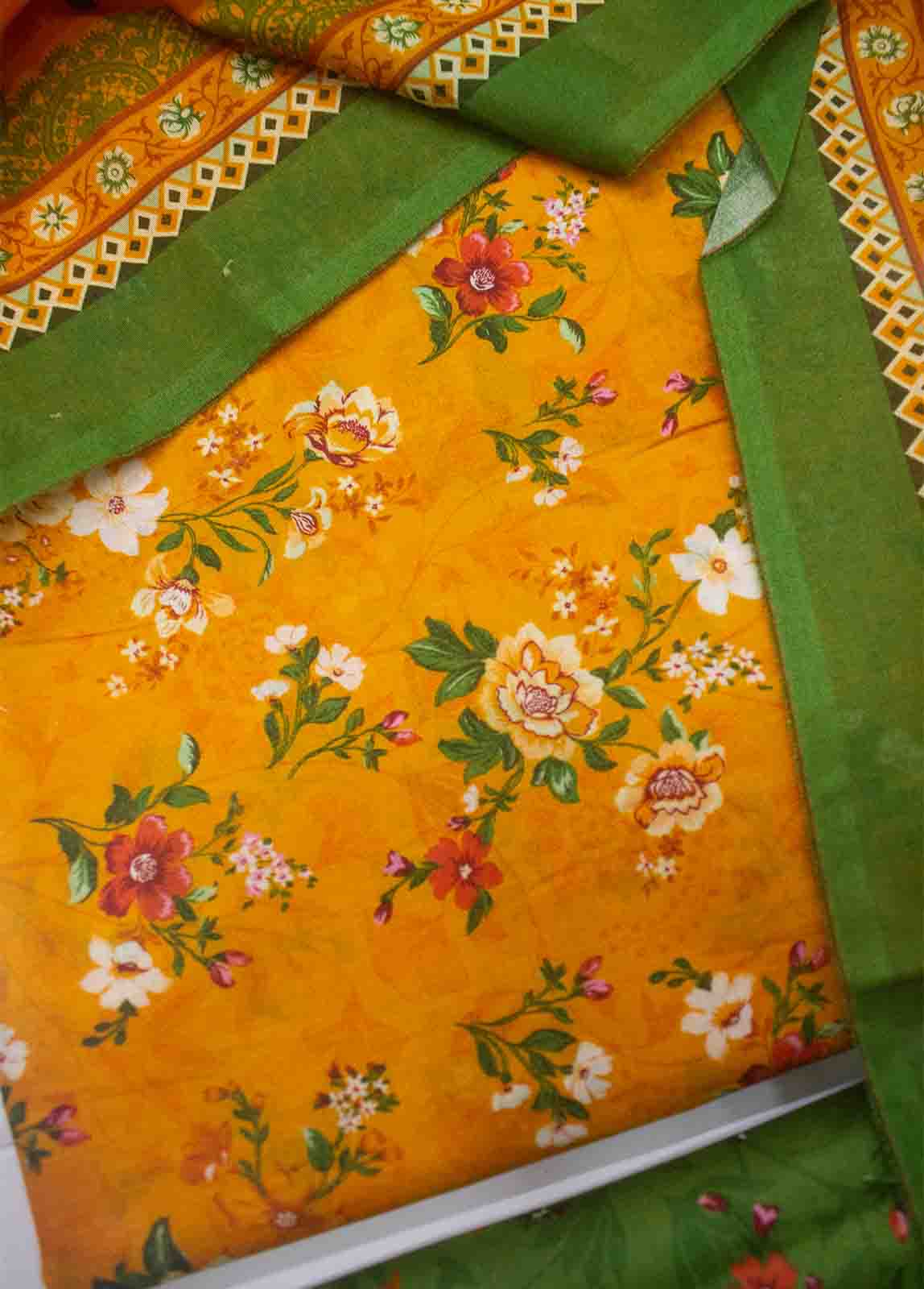 DP-0427- 3 Piece Cotton Printed UnStitched Suit