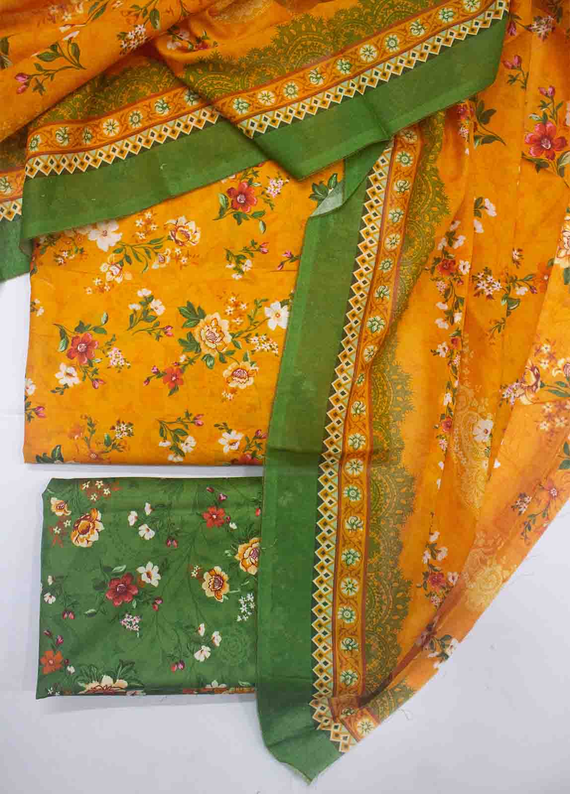 DP-0427- 3 Piece Cotton Printed UnStitched Suit