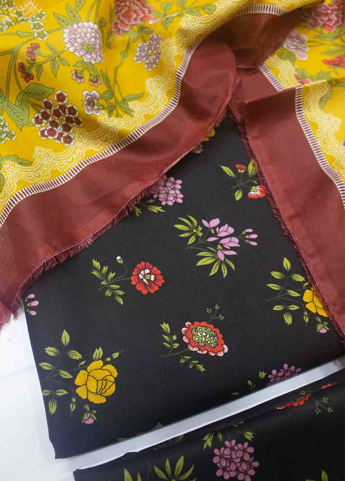 Bin Saeed Fabric - DP-0428- 3 Piece Cotton Printed UnStitched Suit