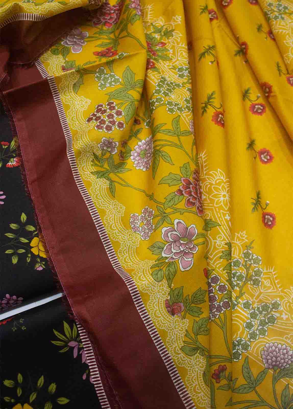 Bin Saeed Fabric - DP-0428- 3 Piece Cotton Printed UnStitched Suit