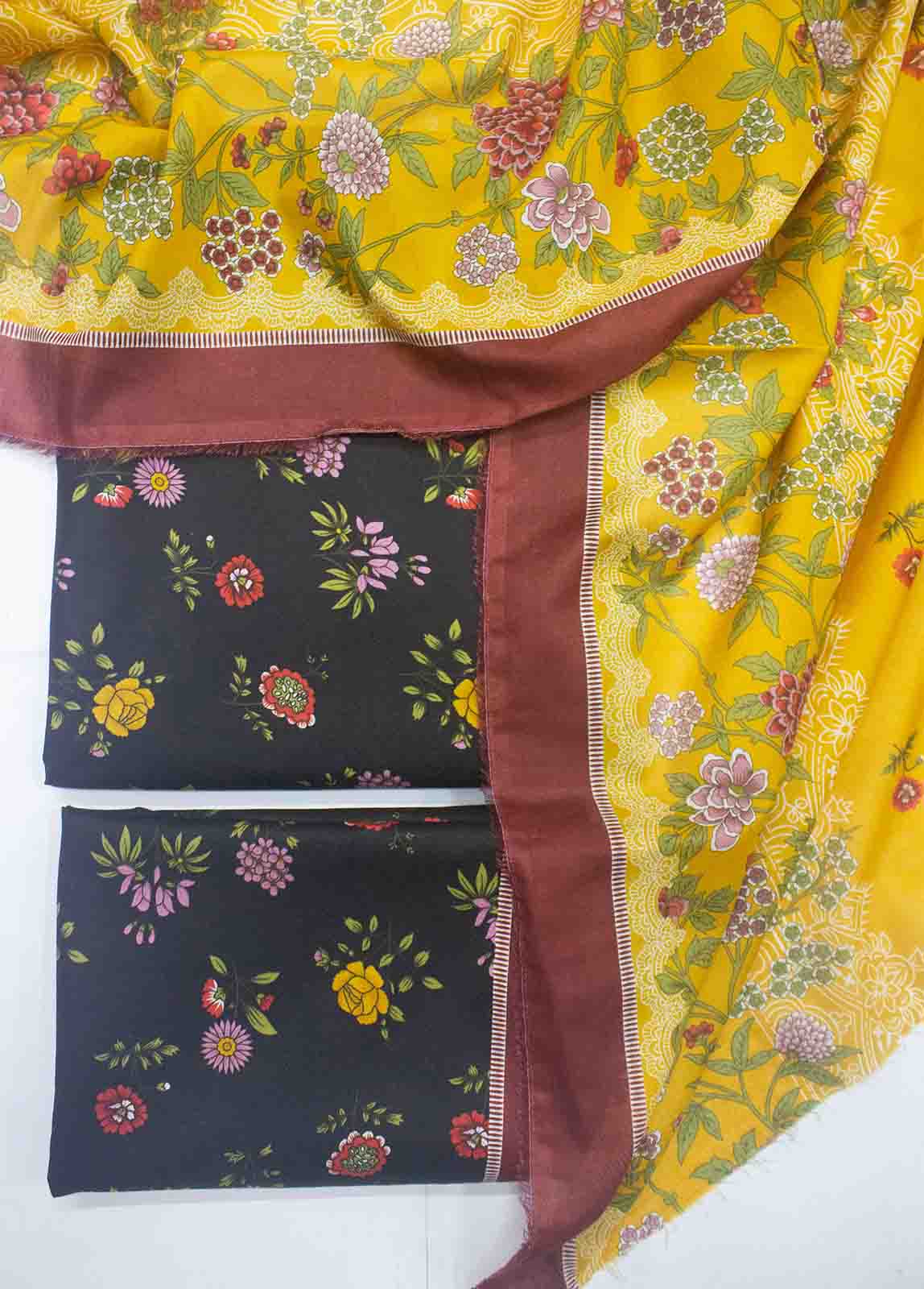 Bin Saeed Fabric - DP-0428- 3 Piece Cotton Printed UnStitched Suit