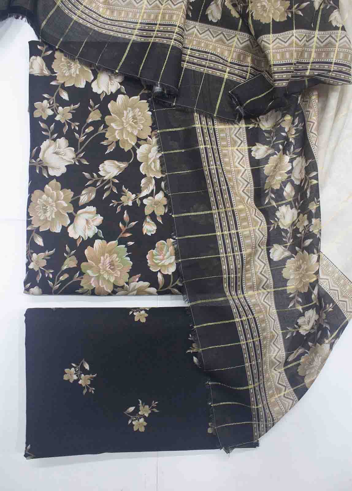 DP-0433 - 3 Piece Cotton Printed UnStitched Suit